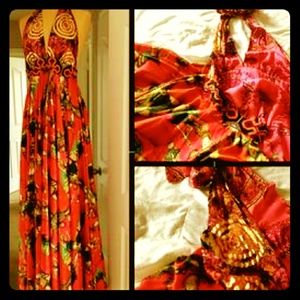 MEGHAN LA BOHEME HALTER MAXI DRESS